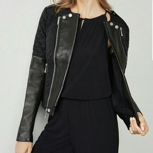🔴BCBG Logan Black Leather Moto Jacket NWT